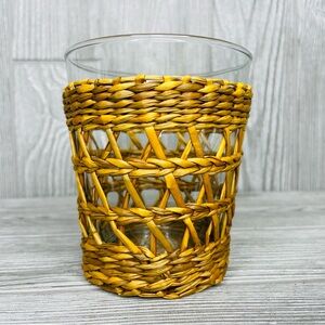Vintage boho rustic woven Seagrass Cage Wide Tumbler kitchen accent